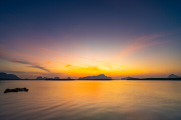 Aerial view sunset sky,Nature light Sunset or sunrise over sea,Colorful scenery sunset sky background,Amazing cloud background
