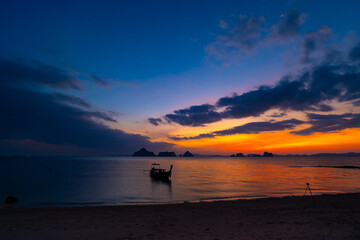 Aerial view sunset sky,Nature beautiful Light Sunset or sunrise over sea,Colorful scenery sunset Panorama Sky with Amazing clouds and waves in the ocean golden light cloud background