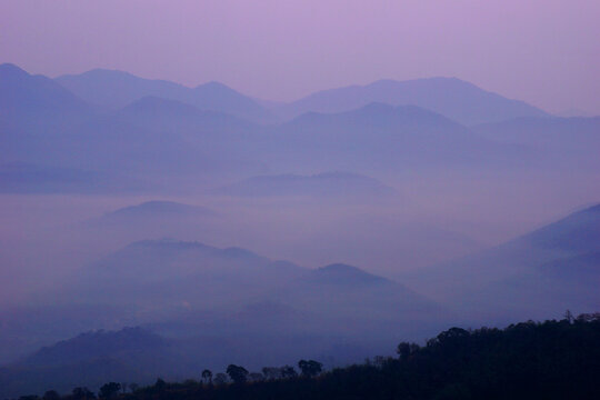 sea fog on the mountain hills
