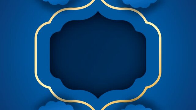 Blue and gold ornate frame with cloud accents, perfect for elegant invitations and announcements or luxurious marketing materials.