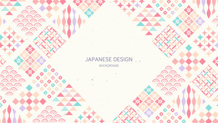 パステルカラーの和柄の背景／幾何学模様