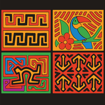 Panama Mola Pattern: Tribal and Traditional Geometric Art in Digital Format.