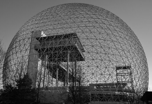 MONTREAL-CANADA 02 13 2017: Biosphere is a museum in Montreal dedicated to the environment. Located at Parc Jean-Drapeau in the former pavilion of the United States for the 1967 World Fair, Expo 67.