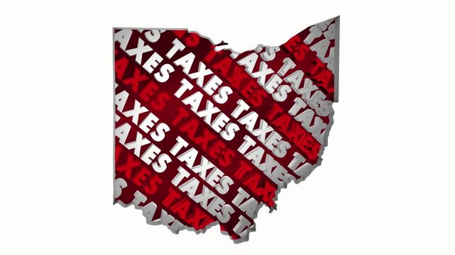 Taxes Ohio State Map OH Taxation Rate High Pay Less File Return Refund 3d Animation