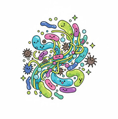 Obraz premium 腸内細菌イラスト