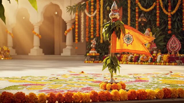 Gudi Padwa Decoration Festive Courtyard Hindu New Year Celebration