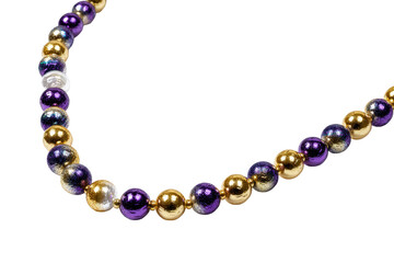 Obraz premium Purple and Gold Beaded Necklace Strand on a Transparent Background. Isolated Clipart High Resolution Png Digital Design Asset