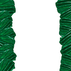 Fototapeta premium green acrylic paint strokes isolated on black background.brush stroke border.Real paint texture with visible brush marks and thick paint surface. 