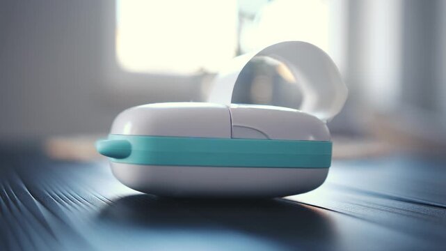 Portable Mini Children Sticker Printer Working On A Table At Home