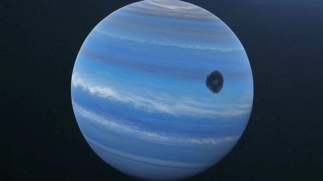 Stunning view of Neptune with its Great Dark Spot, an azure gas giant in space