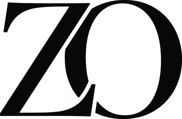 Minimalist black and white ZO monogram logo design for luxury branding and professional corporate identity