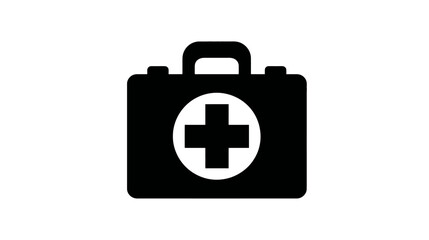 Obraz premium A black and white illustration of a medical kit with a cross emblem