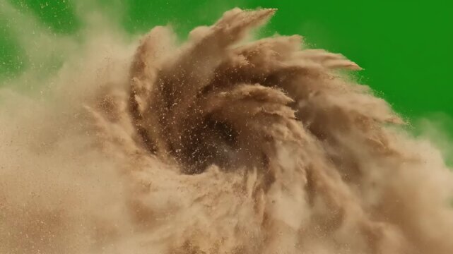 Whirlwind Effect with sand storm motion graphics green screen background distortion, overlay, glitch, static noise, scan lines on black background, 4k animated video loop
