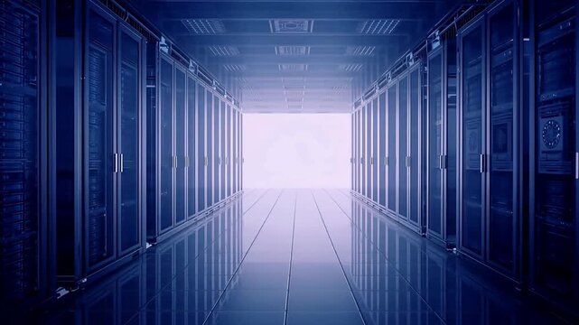 データセンターの気配を抽象化した企業向けテクノロジー背景動画.生成AI