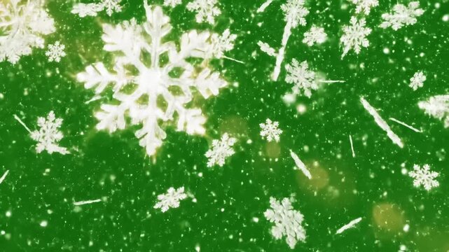 Green Screen christmas snow winter holiday alpha channel scene 3 with distortion, overlay, glitch, static noise, scan lines on black background, 4k animated video loop