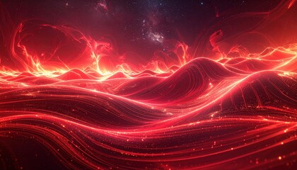 Obraz premium Inferno Landscape - A Fiery Abstract Depiction of Hellish Terrain.