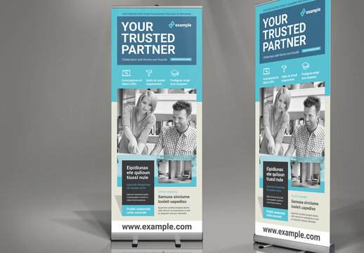 Business Roll-up in Blues Shades Marketing Agency