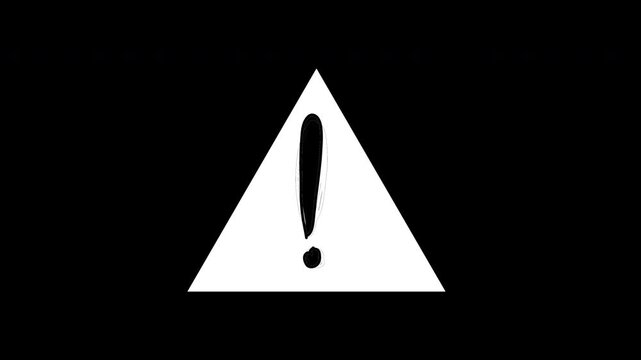 Warning Sign - Exclamation Mark in Triangle on Black Background.