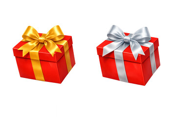 Fototapeta premium Red gift boxes with gold and silver bows, symbolizing celebration, gifting, surprise, and special occasion generosity