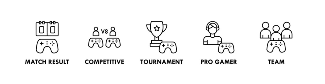 Esports banner web icon illustration concept with icon of match result, competitive, tournament, pro gamer, team