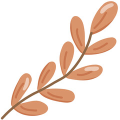 Autumn Rowan Leaf Branch Illustration, Minimalist Fall Foliage © Saltyarts design