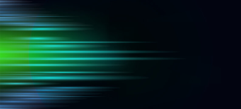 Black modern wide abstract technology background with glowing high-speed and movement light effect. Vector illustration