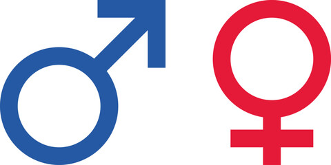 オスとメスの記号アイコン（青と赤）