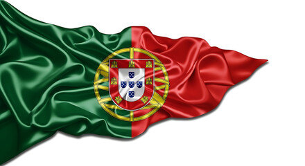 The national flag of portugal is depicted with its distinctive green and red colors and emblem. © Siam