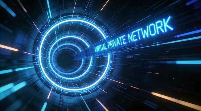 Cinematic Digital Portal for Virtual Private Network Security and Private Global Data Transfer.
