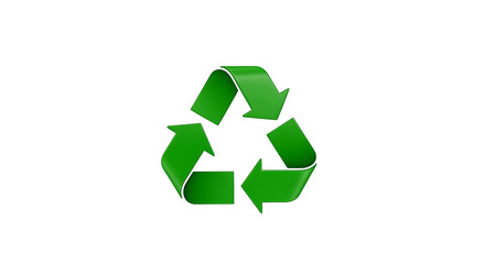 A simple green recycling symbol on a white background, representing eco-friendly practices and sustainability.