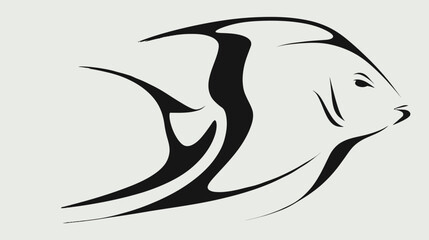 Obraz premium A side profile of a stylized fish in black on a light grey background