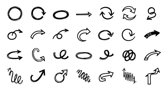 Hand drawn arrow icon set &ndash; sketch arrows vector collection