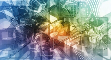 Obraz premium Abstract digital art with vibrant colors and complex geometric patterns.