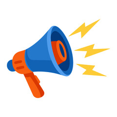 megaphone advertising marketing promotion business shopping flat color vector illustration template design
