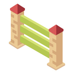 kingdom farm fence security gate royal flat color vector illustration template design