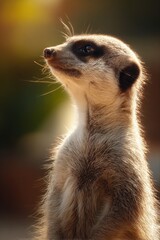 Fototapeta premium Alert Meerkat Standing Tall, Observing with Curiosity in a Natural Habitat, Captured in Stunning Detail