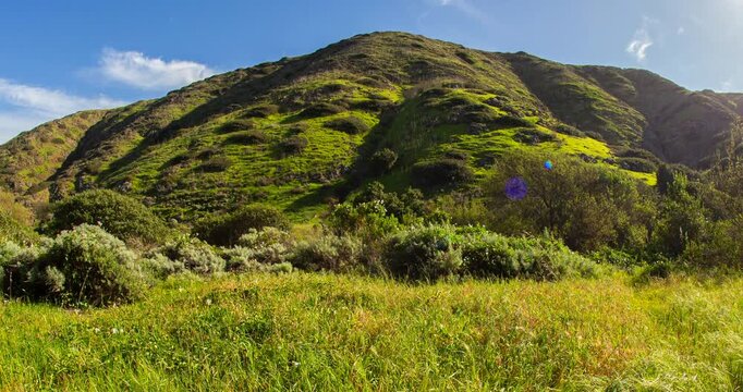 Rolling Green Hills on Santa Cruz Island, Channel Islands National Park, California Timelapse Daytime