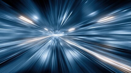 Fototapeta premium Abstract Light Streaks Creating a Sense of Speed and Technological Advancement in Dark Blue Tones