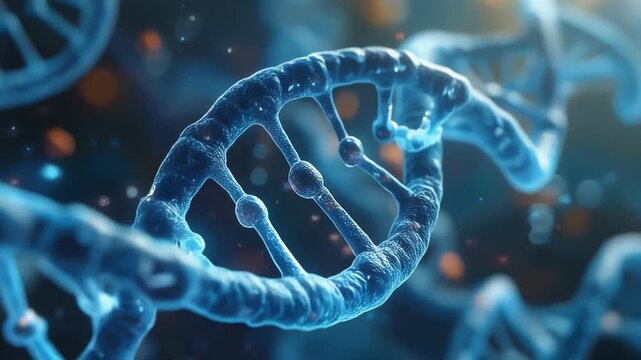 Close-up view of DNA helix structure in a scientific environment, dna-33.mp4 reference