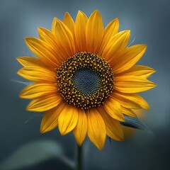 Obraz premium Radiant Sunflower Blossom: A Close-Up of Golden Petals and Intricate Center Details