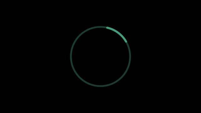 A circular loading indicator with a teal segment against a dark background and the text "Loading...." below it