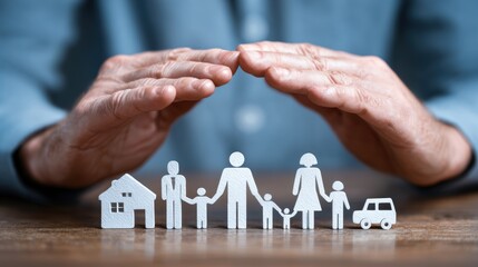 insurance with hands protect crisis. business risk control and plan and strategies to run prevent businesses. deposits, medical expenses, rent, family care, Travel, transport, communication, accident