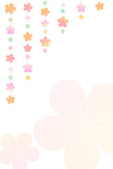 ひな祭りの可愛い背景フレーム縦5