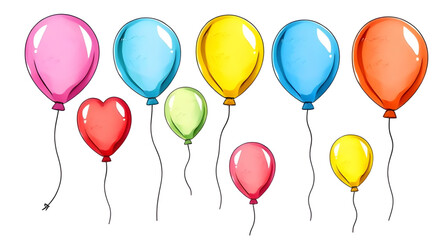 Obraz premium balloons, colorful, illustration, isolated, party, celebration, festive, birthday, event, joy, cheerful, happy, decoration, decor, holiday, carnival, festival, kids, playful, cute, vibrant, bright, he