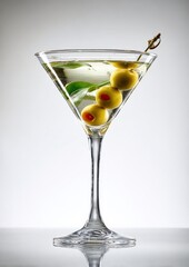 Classic Martini Cocktail with Olives in a Clear Glass, Perfect for Bar and Restaurant Menus