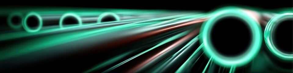 Fototapeta premium Futuristic glowing circles with light streaks, abstract background representing technology, innovation, and high-speed data transfer.