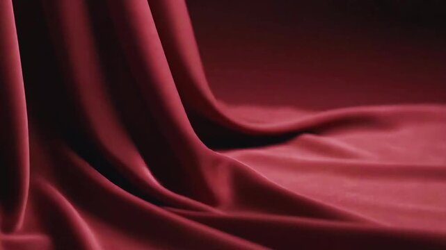 Burgundy Abstract Background with Flowing Silk Fabric and Luxury Red Motion