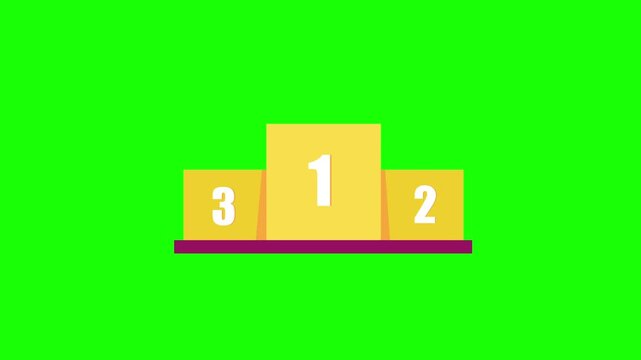 Victory podium simple icon animation, green background cartoon concept, 4k video