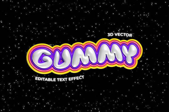 Gummy 3d inflated editable text effect	