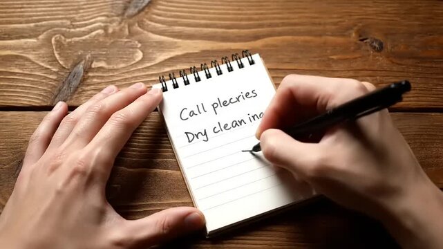 Close Up of Hands Writing a To-Do List on a Notepad.